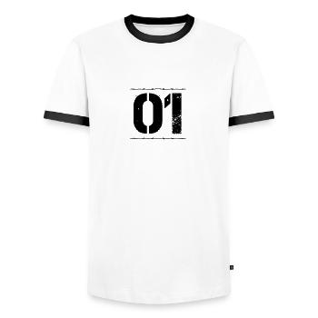Équipe Club NOM Party Crew member jga malle 01 - T-shirt contrasté Homme - blanc/noir - Devant - AI Model Female 172 light (172cm) & AI Model Male 178 dark (178cm)