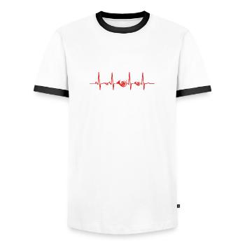 Heartbeat heart ekg evolution human horn hornhorn - Men's Ringer Shirt - white/black - Front - AI Model Female 172 light (172cm) & AI Model Male 178 dark (178cm)