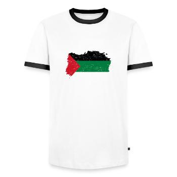 Roots Wurzeln Flagge heimat Land palestine palaest - Männer Kontrast-T-Shirt - Weiß/Schwarz - Vorne - AI Model Female 172 light (172cm) & AI Model Male 178 dark (178cm)