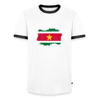 Roots Accueil Drapeau Suriname Png - T-shirt contrasté Homme - blanc/noir - Devant - AI Model Female 172 light (172cm) & AI Model Male 178 dark (178cm)