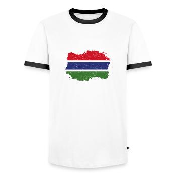 Roots Accueil drapeau Gambie .png - T-shirt contrasté Homme - blanc/noir - Devant - AI Model Female 172 light (172cm) & AI Model Male 178 dark (178cm)