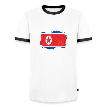 Roots roots flag homeland country north korea png - Men's Ringer Shirt - white/black - Front - AI Model Female 172 light (172cm) & AI Model Male 178 dark (178cm)