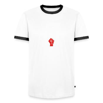 Ich bin perfekt KAUFMANN IM GESUNDHEITSWESEN png - Männer Kontrast-T-Shirt - Weiß/Schwarz - Vorne - AI Model Female 172 light (172cm) & AI Model Male 178 dark (178cm)