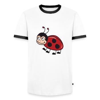 Chance de coccinelle - T-shirt contrasté Homme - blanc/noir - Devant - AI Model Female 172 light (172cm) & AI Model Male 178 dark (178cm)