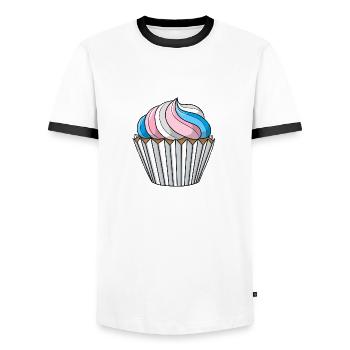 Cupcake Transgender Pride - T-shirt contrasté Homme - blanc/noir - Devant - AI Model Female 172 light (172cm) & AI Model Male 178 dark (178cm)