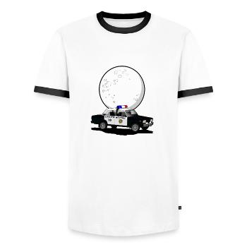 Politia rutiera - T-shirt contrasté Homme - blanc/noir - Devant - AI Model Female 172 light (172cm) & AI Model Male 178 dark (178cm)