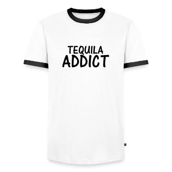 tequila addict - Men's Ringer Shirt - white/black - Front - AI Model Female 172 light (172cm) & AI Model Male 178 dark (178cm)
