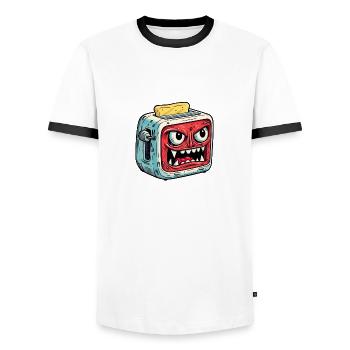 Grille-pain maléfique avec pain grillé - T-shirt contrasté Homme - blanc/noir - Devant - AI Model Female 172 light (172cm) & AI Model Male 178 dark (178cm)