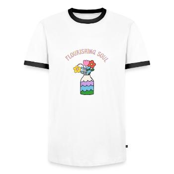 Erblühende Seele - Geschenkidee - Geschenk - Männer Kontrast-T-Shirt - Weiß/Schwarz - Vorne - AI Model Female 172 light (172cm) & AI Model Male 178 dark (178cm)