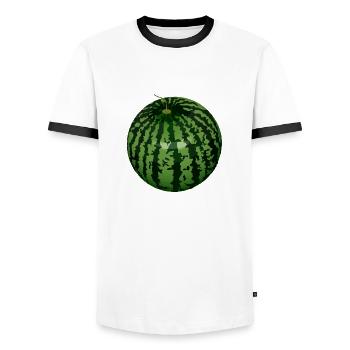 veggie pastèque pastèque melon melon gemues - T-shirt contrasté Homme - blanc/noir - Devant - AI Model Female 172 light (172cm) & AI Model Male 178 dark (178cm)