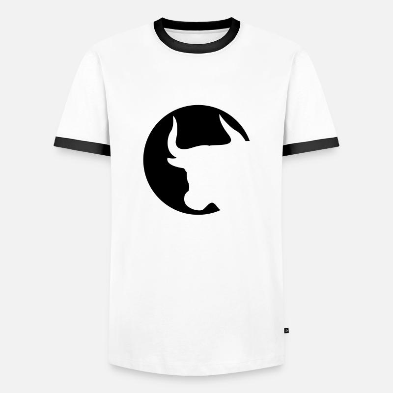 Stier - Männer Kontrast-T-Shirt - Weiß/Schwarz