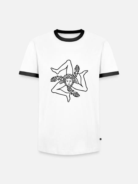 Sizilien Trinacria sizilianische Flagge Sicilia - Männer Kontrast-T-Shirt - Weiß/Schwarz