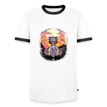 Déclaration de conservation de la nature de la mode Down Under - T-shirt contrasté Homme - blanc/noir - Devant - AI Model Female 172 light (172cm) & AI Model Male 178 dark (178cm)