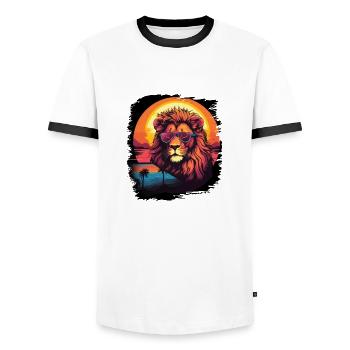 lion dog church sayings cut meme design awesome - Männer Kontrast-T-Shirt - Weiß/Schwarz - Vorne - AI Model Female 172 light (172cm) & AI Model Male 178 dark (178cm)