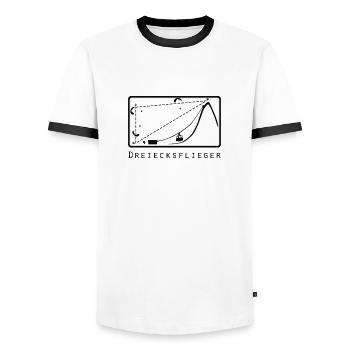 Dreiecksflieger T-Shirts - Männer Kontrast-T-Shirt - Weiß/Schwarz - Vorne - AI Model Female 172 light (172cm) & AI Model Male 178 dark (178cm)