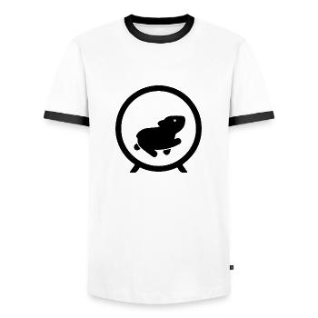 Hamster 9 to 5 burnout - Men's Ringer Shirt - white/black - Front - AI Model Female 172 light (172cm) & AI Model Male 178 dark (178cm)