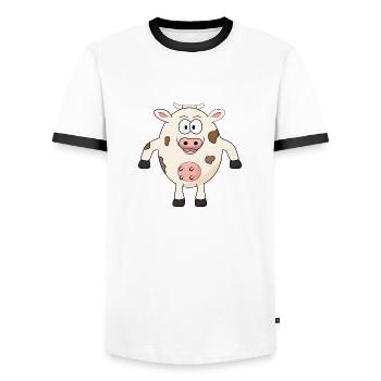 Grosse vache - T-shirt contrasté Homme - blanc/noir - Devant - AI Model Female 172 light (172cm) & AI Model Male 178 dark (178cm)