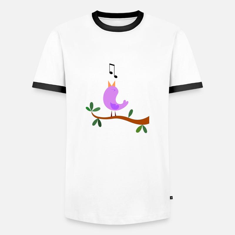 Singvogel - süßer Vogel - Männer Kontrast-T-Shirt - Weiß/Schwarz