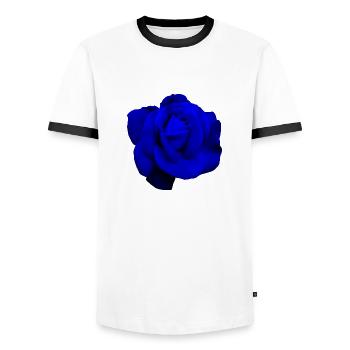 Blaue Rose - Männer Kontrast-T-Shirt - Weiß/Schwarz - Vorne - AI Model Female 172 light (172cm) & AI Model Male 178 dark (178cm)
