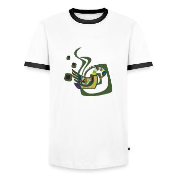 goose - Men's Ringer Shirt - white/black - Front - AI Model Female 172 light (172cm) & AI Model Male 178 dark (178cm)