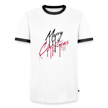 drop graffiti design cool have a merry christma - Men's Ringer Shirt - white/black - Front - AI Model Female 172 light (172cm) & AI Model Male 178 dark (178cm)
