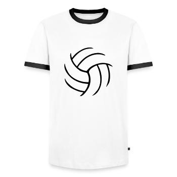Volleyball - Men's Ringer Shirt - white/black - Front - AI Model Female 172 light (172cm) & AI Model Male 178 dark (178cm)