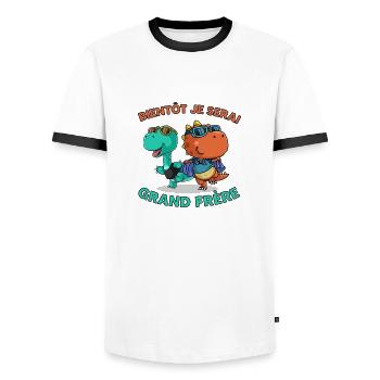 Bientôt je serai grand frère - T-shirt contrasté Homme - blanc/noir - Devant - AI Model Female 172 light (172cm) & AI Model Male 178 dark (178cm)