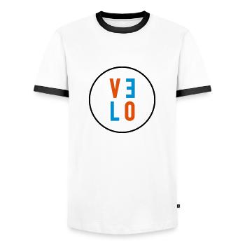 velo 4 color - Men's Ringer Shirt - white/black - Front - AI Model Female 172 light (172cm) & AI Model Male 178 dark (178cm)