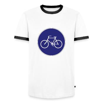 bicycle mountain bike cyclist mountain bike - Men's Ringer Shirt - white/black - Front - AI Model Female 172 light (172cm) & AI Model Male 178 dark (178cm)
