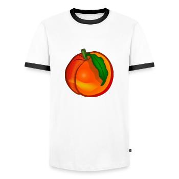 peach peach veggie vegetables fruits2 - Men's Ringer Shirt - white/black - Front - AI Model Female 172 light (172cm) & AI Model Male 178 dark (178cm)