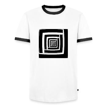 Carrés géométrie abstraite idée cadeau - T-shirt contrasté Homme - blanc/noir - Devant - AI Model Female 172 light (172cm) & AI Model Male 178 dark (178cm)