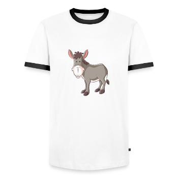 Lustiger Esel für Kinder - Männer Kontrast-T-Shirt - Weiß/Schwarz - Vorne - AI Model Female 172 light (172cm) & AI Model Male 178 dark (178cm)
