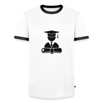 ICON Symbol Bachelor Master - Männer Kontrast-T-Shirt - Weiß/Schwarz - Vorne - AI Model Female 172 light (172cm) & AI Model Male 178 dark (178cm)