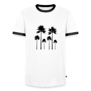Palm trees silhouette summer gift - Men's Ringer Shirt - white/black - Front - AI Model Female 172 light (172cm) & AI Model Male 178 dark (178cm)