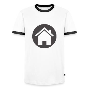 building house homes architecture house building206 - Men's Ringer Shirt - white/black - Front - AI Model Female 172 light (172cm) & AI Model Male 178 dark (178cm)