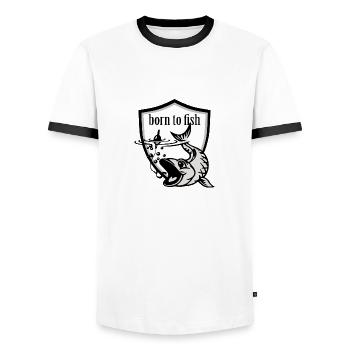 angler - Männer Kontrast-T-Shirt - Weiß/Schwarz - Vorne - AI Model Female 172 light (172cm) & AI Model Male 178 dark (178cm)