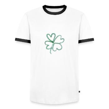 Kleeblatt - Männer Kontrast-T-Shirt - Weiß/Schwarz - Vorne - AI Model Female 172 light (172cm) & AI Model Male 178 dark (178cm)