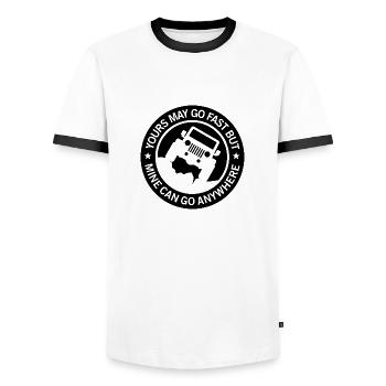 Le vôtre peut aller vite mais le mien peut aller n'importe où - T-shirt contrasté Homme - blanc/noir - Devant - AI Model Female 172 light (172cm) & AI Model Male 178 dark (178cm)