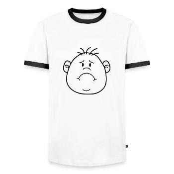 face tête triste pleurer traenen ungluec - T-shirt contrasté Homme - blanc/noir - Devant - AI Model Female 172 light (172cm) & AI Model Male 178 dark (178cm)