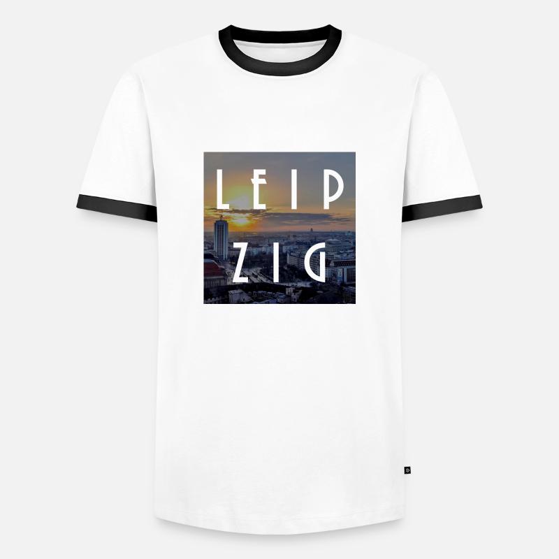Leipzig - Männer Kontrast-T-Shirt - Weiß/Schwarz
