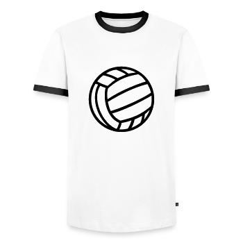 Volleyball Ball - Men's Ringer Shirt - white/black - Front - AI Model Female 172 light (172cm) & AI Model Male 178 dark (178cm)
