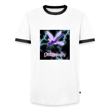 Trippy Dragonfly - Travis Scott Style - Men's Ringer Shirt - white/black - Front - AI Model Female 172 light (172cm) & AI Model Male 178 dark (178cm)