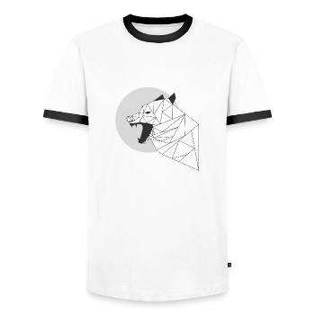 loup - T-shirt contrasté Homme - blanc/noir - Devant - AI Model Female 172 light (172cm) & AI Model Male 178 dark (178cm)