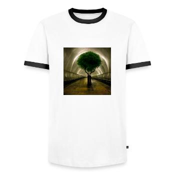 The Tree - Men's Ringer Shirt - white/black - Front - AI Model Female 172 light (172cm) & AI Model Male 178 dark (178cm)