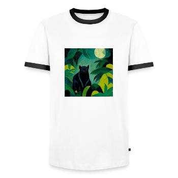 Panther in the jungle by moonlight - Men's Ringer Shirt - white/black - Front - AI Model Female 172 light (172cm) & AI Model Male 178 dark (178cm)