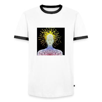 Intelligence artificielle - T-shirt contrasté Homme - blanc/noir - Devant - AI Model Female 172 light (172cm) & AI Model Male 178 dark (178cm)