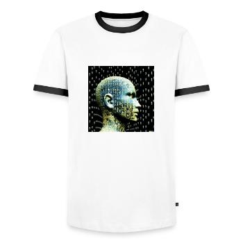 Intelligence artificielle - T-shirt contrasté Homme - blanc/noir - Devant - AI Model Female 172 light (172cm) & AI Model Male 178 dark (178cm)
