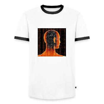 Intelligence artificielle - T-shirt contrasté Homme - blanc/noir - Devant - AI Model Female 172 light (172cm) & AI Model Male 178 dark (178cm)