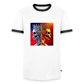 King and Queen Skull Faces - Men's Ringer Shirt - white/black - Front - AI Model Female 172 light (172cm) & AI Model Male 178 dark (178cm)