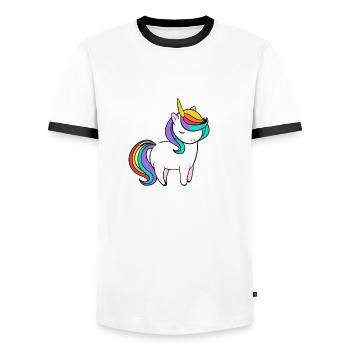 Hübsches Einhorn Regenbogenhaar - Männer Kontrast-T-Shirt - Weiß/Schwarz - Vorne - AI Model Female 172 light (172cm) & AI Model Male 178 dark (178cm)